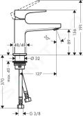 Hansgrohe Metropol Umvadlov batria s vpustom Push-Open, matn ierna