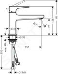 Hansgrohe Metropol Pkov umvadlov batria 100 s odtokovou spravou Push-Open, chrm