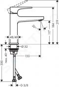 Hansgrohe Metropol Umvadlov batria s vpustom Push-Open, kefovan ierny chrm