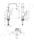 Hansgrohe Metropol Pkov umvadlov batria 230 s odtokovou spravou Push-Open, chrm