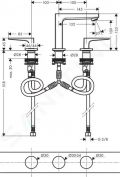 Hansgrohe Metropol Umvadlov batria s vpusou Push-Open, 3-otvorov intalcia, chrm