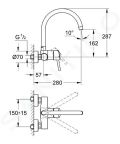 Grohe Concetto Pkov drezov batria, chrm