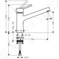 Hansgrohe Talis M52 Pkov drezov batria 170, vzhad nerezov