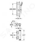 Grohe Grohtherm 2000 Termostatick sprchov batria, sprchov sprava 600 mm, chrm