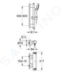Grohe Grohtherm 2000 Termostatick sprchov batria, sprchov sprava 90 cm, chrm