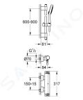 Grohe Grohtherm 2000 Termostatick sprchov batria, sprchov sprava 900 mm, chrm