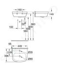 Grohe Euro Ceramic Umvadlo s prepadom, 45x40 cm, alpsk biela