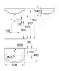 Grohe Bau Ceramic Umvadlo nbytkov 560x400 mm, s 1 otvorom na batriu, alpsk biela