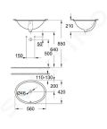 Grohe Bau Ceramic Umvadlo zpustn, 56x42 cm, s prepadom, alpsk biela