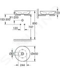 Grohe Essence Umvadlo na dosku, 450 mm, PureGuard, alpsk biela