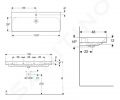 Geberit Smyle Square Umvadlo 120x48 cm, s prepadom, otvoru na batriu, biela