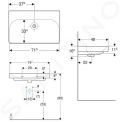 Geberit Smyle Square Umvadlo, 75x48x17 cm, s prepadom, bez otvoru na batriu, biela