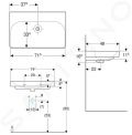 Geberit Smyle Square Umvadlo, 750x480x165 mm, s prepadom, bez otvoru na batriu, biela