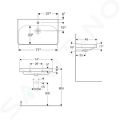 Geberit Smyle Square Umvadlo, 75x48 cm, s prepadom, otvor na batriu, biela