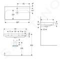 Geberit Smyle Square Umvadlo, 90x48 cm, s prepadom, otvor na batriu, biela