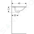 Geberit Selnova Square Umvadlo 55x45 cm, s 1 otvorom na batriu, s prepadom, biela