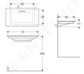 Geberit ONE Umvadlo nbytkov, 75x40x13 cm, skryt prepad, bez otvoru na batriu, vodorovn odtok, KeraTect, biela