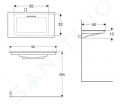 Geberit ONE Umvadlo nbytkov, 90x40x13 cm, skryt prepad, bez otvoru na batriu, vodorovn odtok, KeraTect, biela