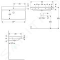 Geberit Xeno 2 Umvadlo 90x48 cm, otvor na batriu, bez prepadu, s KeraTect, biela