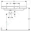 Geberit Xeno 2 Umvadlo 900x480 mm, otvor na batriu, bez prepadu, s odkladacou plochou vpravo, s KeraTect, biela