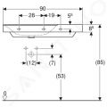 Geberit Xeno 2 Umvadlo 900x480 mm, bez otvoru na batriu, bez prepadu, s odkladacou plochou vpravo, s KeraTect, biela