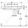 Geberit Xeno 2 Umvadlo 900x480 mm, bez otvoru na batriu, bez prepadu, s odkladacou plochou vavo, s KeraTect, biela