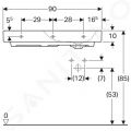 Geberit Citterio Umvadlo 900x500 mm, otvor na batriu vpravo, bez prepadu, s odkladacou plochou vavo, s KeraTect, biela