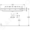 Geberit Xeno 2 Umvadlo 1200x480 mm, bez otvoru na batriu, bez prepadu, s KeraTect, biela