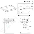 Geberit Acanto Umvadlo 60x48 cm, otvor na batriu, s prepadom, s KeraTect, biela