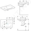 Geberit Acanto Umvadlo 75x48 cm, otvor na batriu, s prepadom, s KeraTect, biela