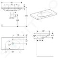 Geberit Acanto Umvadlo 90x48 cm, otvor na batriu, s prepadom, biela