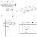 Geberit Acanto Umvadlo 90x48 cm, bez otvoru na batriu, s prepadom, biela