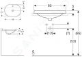 Geberit VariForm Umvadlo zpustn, 600x450 mm, s prepadom, otvor na batriu, biela