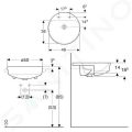 Geberit VariForm Umvadlo polozpustn, priemer 50 cm, s prepadom, otvor na batriu, biela