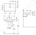 Geberit iCon Umvadlo, 50x40x17 cm, s prepadom, s otvorom na batriu, biela