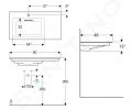Geberit ONE Umvadlo nbytkov, 90x48x13 cm, skryt prepad, s otvorom na batriu, vodorovn odtok, KeraTect, biela