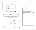 Geberit ONE Umvadlo nbytkov, 105x40x13 cm, skryt prepad, bez otvoru na batriu, vodorovn odtok, KeraTect, biela