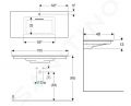 Geberit ONE Umvadlo nbytkov, 105x48x13 cm, skryt prepad, s otvorom na batriu, vodorovn odtok, KeraTect, biela
