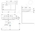 Geberit ONE Umvadlo, 90x48x14 cm, skryt prepad, s otvorom na batriu, vodorovn odtok, KeraTect, biela