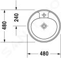 Duravit Manua Umvadlo s prepadom, priemer 480 mm, biela