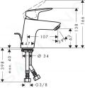 Hansgrohe Logis Umvadlov batria s vpustom, chrm