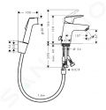 Hansgrohe Logis Pkov umvadlov batria s bidetovou spkou, chrm