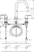 Hansgrohe Vernis Blend Umvadlov batria s vpustom, 3-otvorov intalcia, chrm