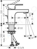 Hansgrohe Vernis Shape Umvadlov batria s vpustom, EcoSmart, matn ierna