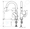 Hansgrohe Vernis Shape Umvadlov batria s vpustom a otonm vtokom, EcoSmart, chrm