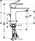 Hansgrohe Talis E Pkov umvadlov batria 110 LowFlow 3,5 l/min s vpusou, chrm