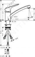 Hansgrohe Logis Pkov drezov batria 120, chrm