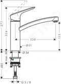 Hansgrohe Logis Pkov drezov batria 160, chrm