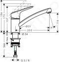 Hansgrohe Logis Pkov drezov batria 120 CoolStart Eco, chrm