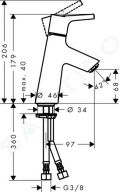 Hansgrohe Talis S Pkov umvadlov batria 80 bez odtokovej spravy, chrm